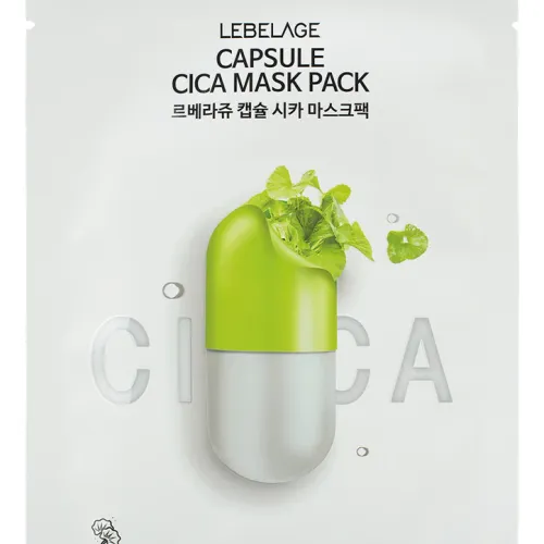 Нормализующая маска для лица с экстактом центеллы  азиатской LEBELAGE CAPSULE CICA MASK PACK 28мл