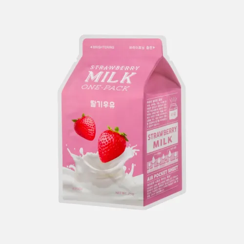  A'PIEU Тканевая маска для лица выравнивающая тон Strawberry Milk One-Pack (Brightening), 21 г