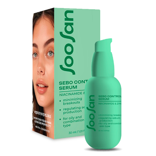 SOOSAN Sebo control Serum with Niacinamide & Zinc Сыворотка себорегулирующая с ниацинамидом и цинком против несовершенств кожи 30мл