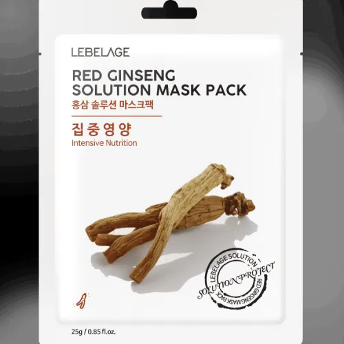 LEBELAGE Тканевая маска для лица RED GINSENG SOLUTION MASK PACK, 25 г.